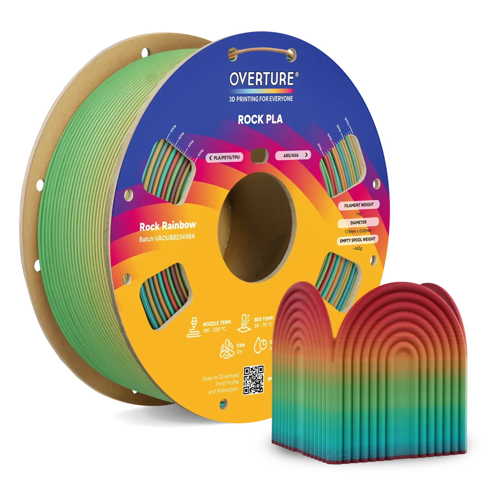 Overture PLA Rock Rainbow - Photo by Overture