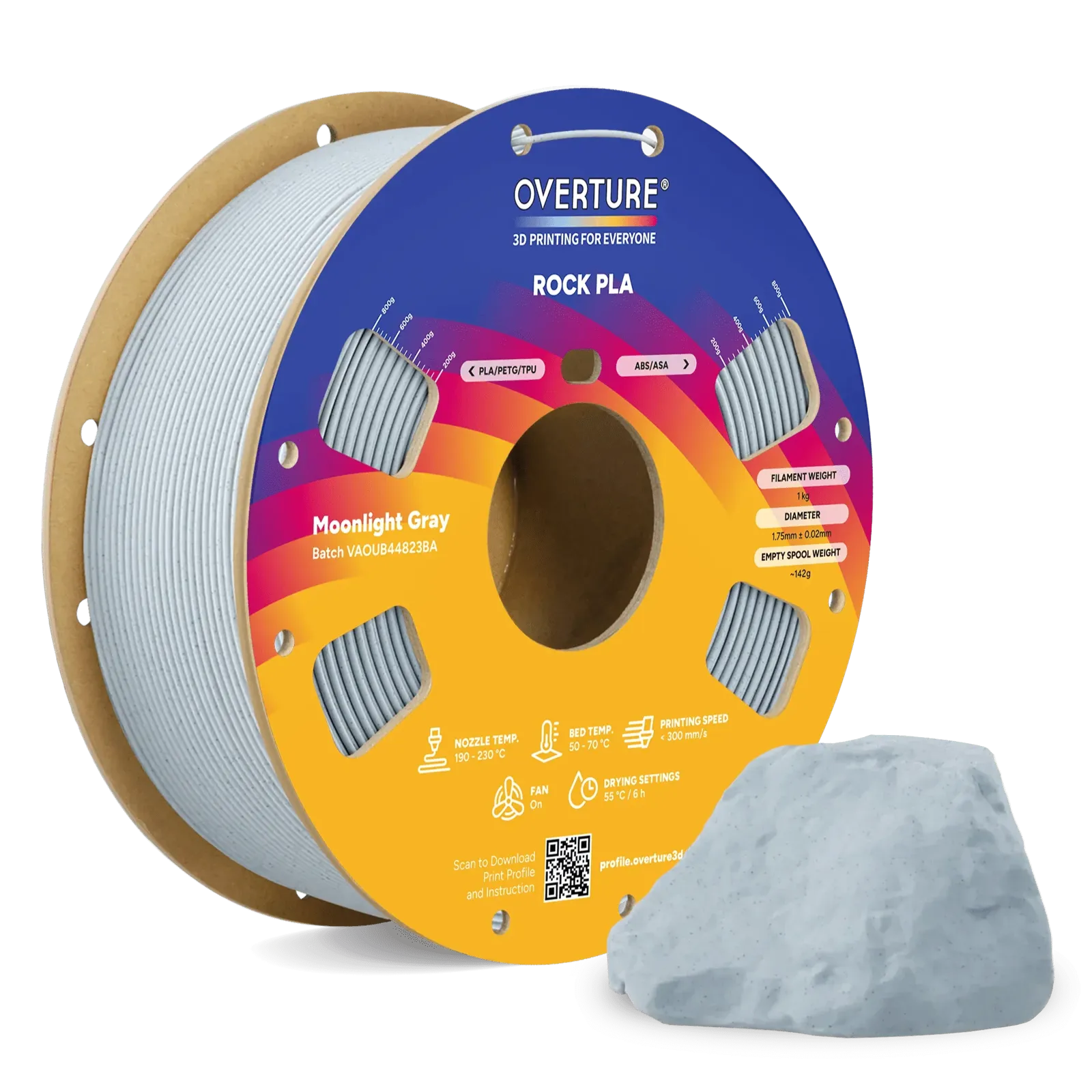 Overture PLA Rock Moonlight Gray - Photo by Overture