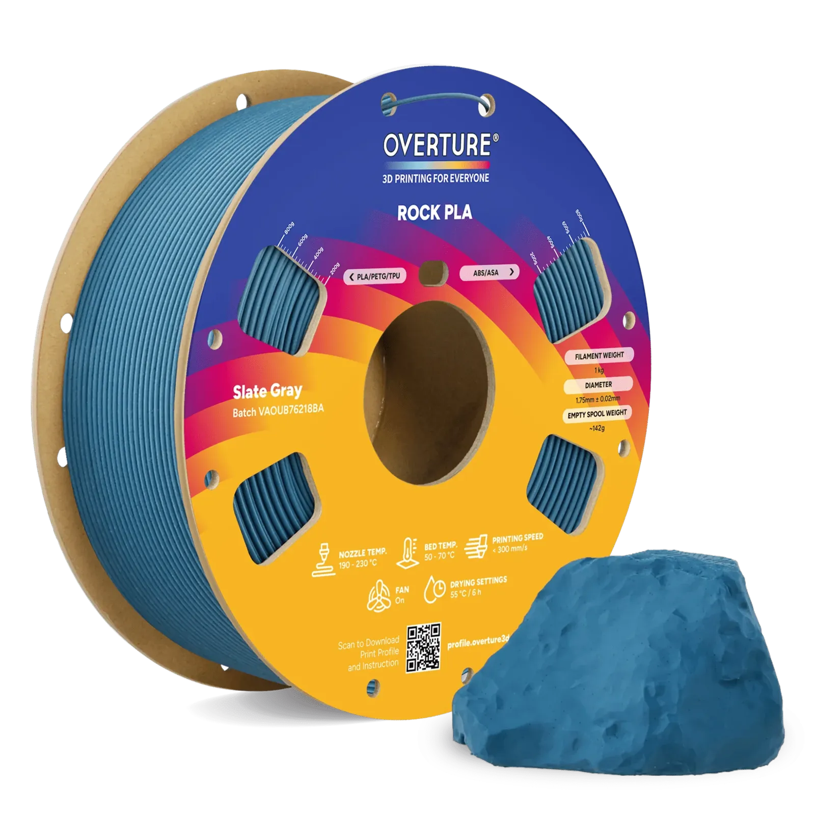 Overture PLA Rock Slate Gray - Photo by Overture
