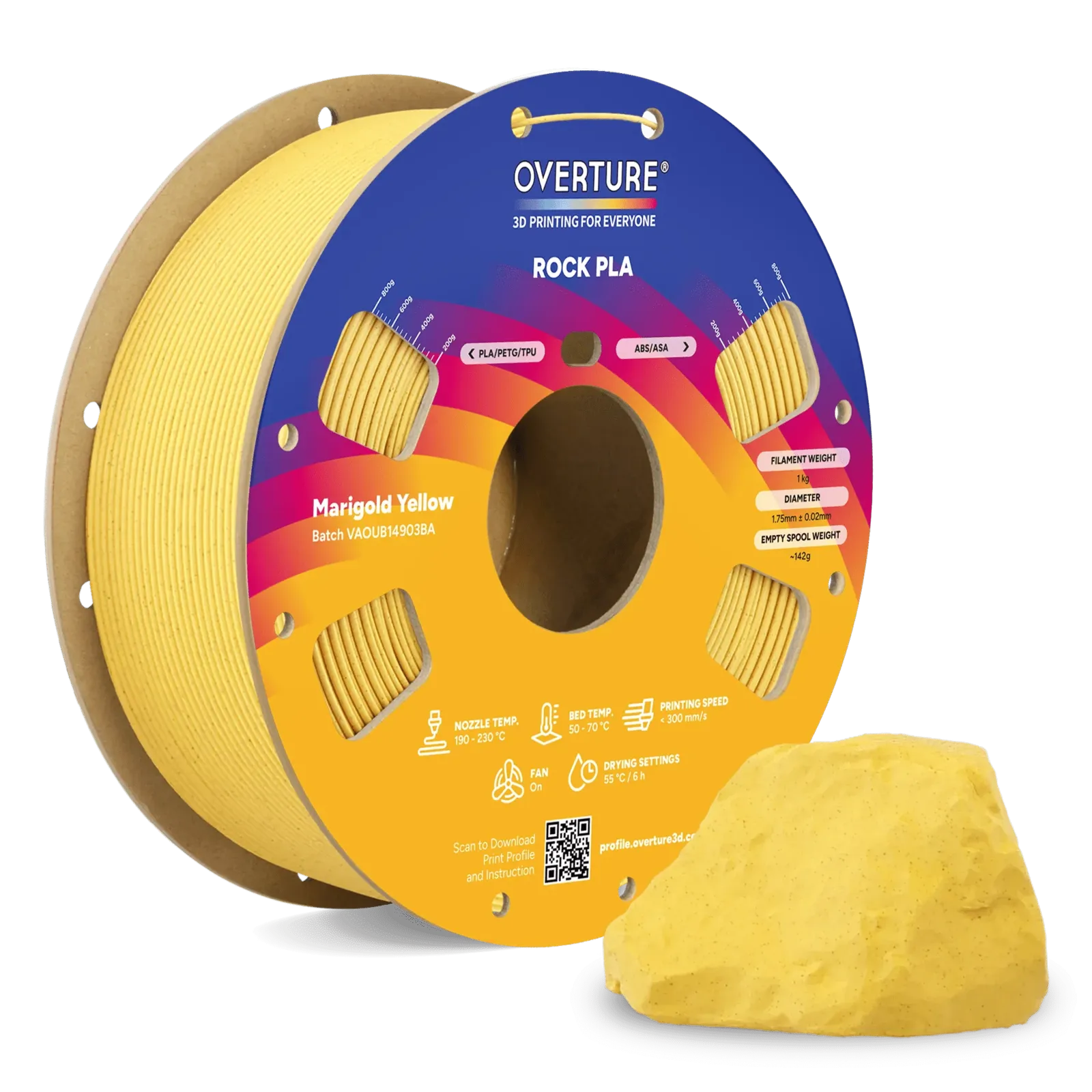 Overture PLA Rock Marigold Yellow - Photo by Overture