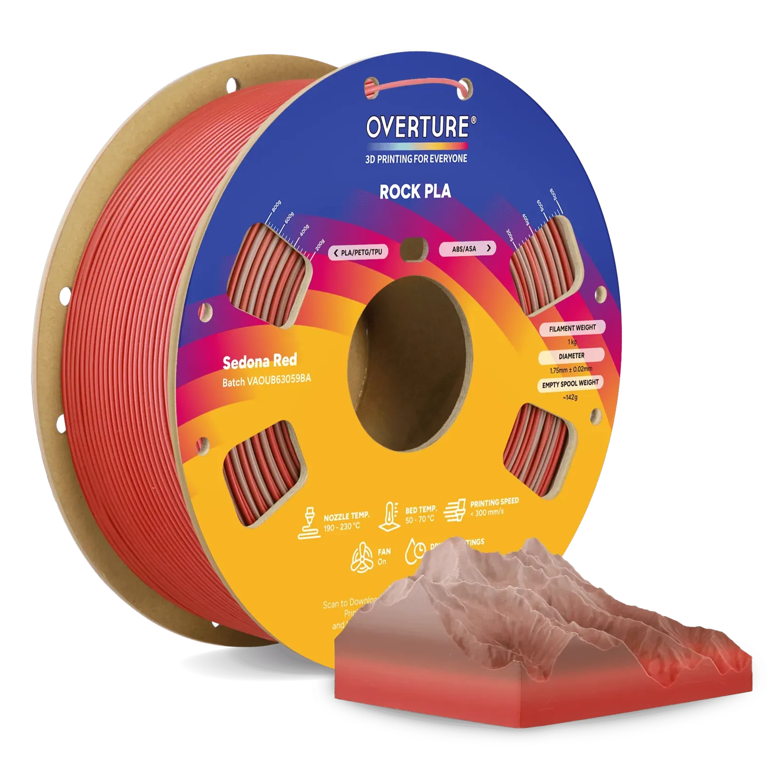 Overture PLA Rock Sedona Red - Photo by Overture