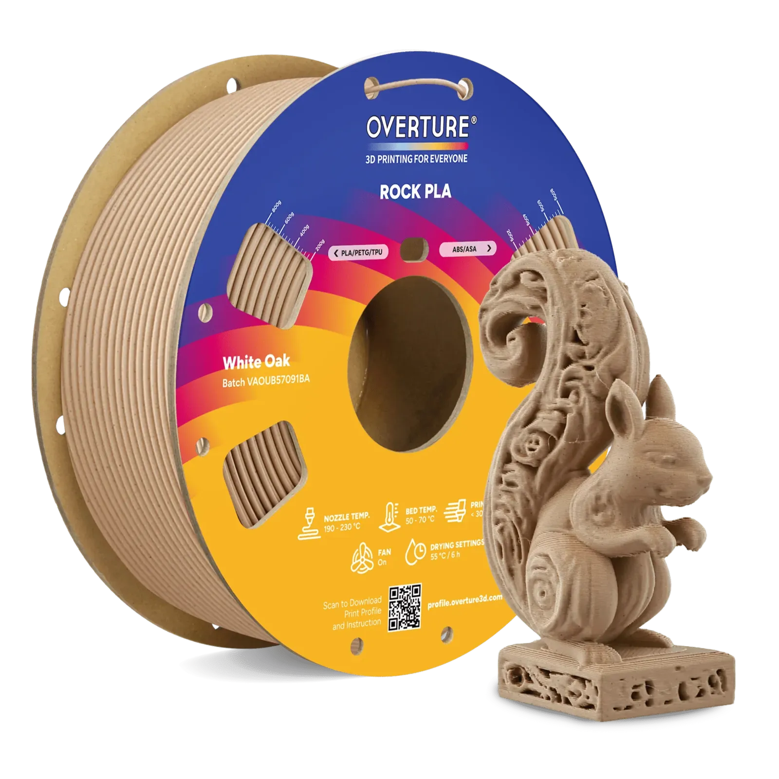 Overture PLA Rock White Oak - Photo by Overture