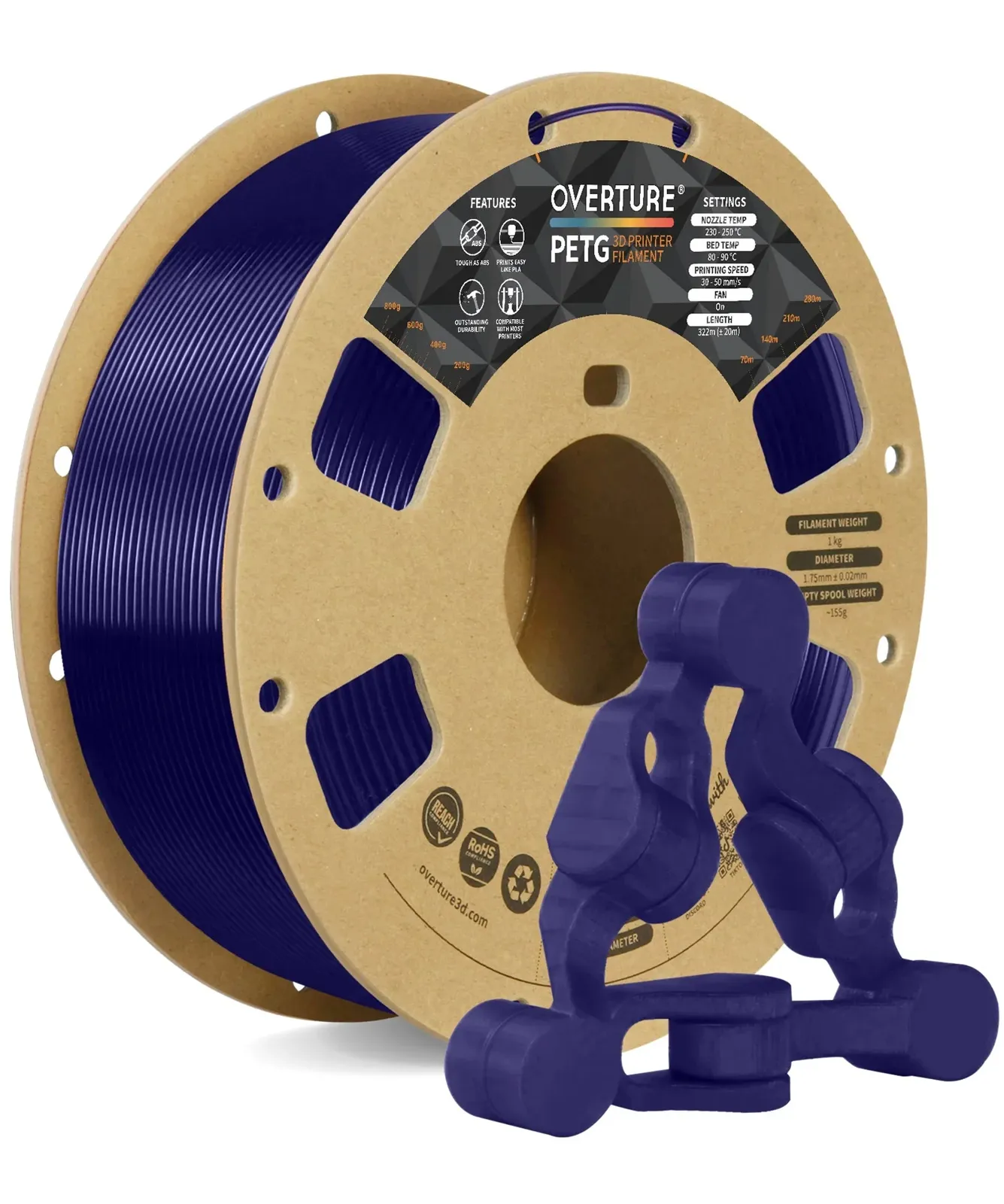 Overture PETG Standard Transparent Blue - Photo by Overture