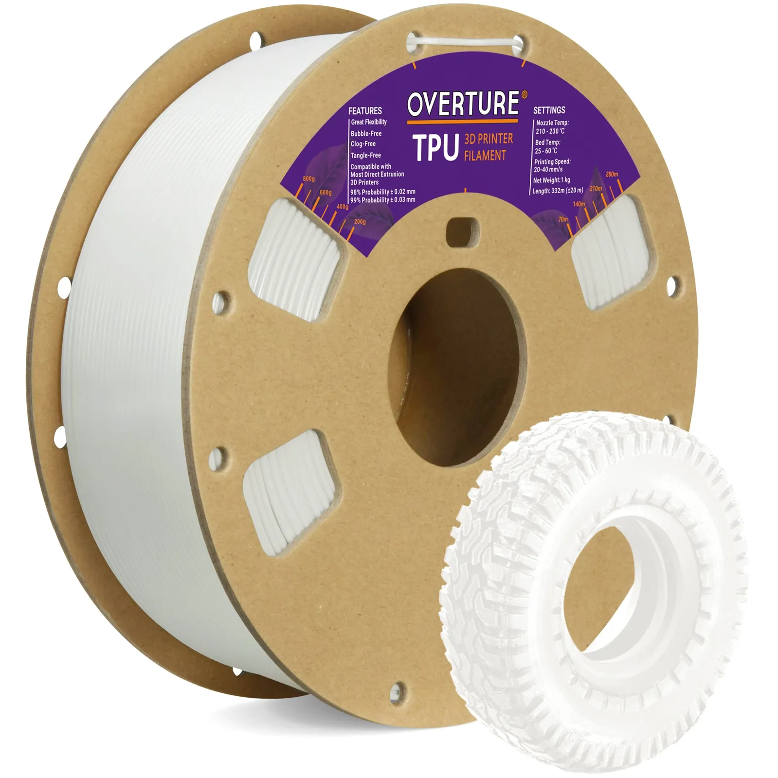 Overture TPU 95A Matte White - Photo by Overture