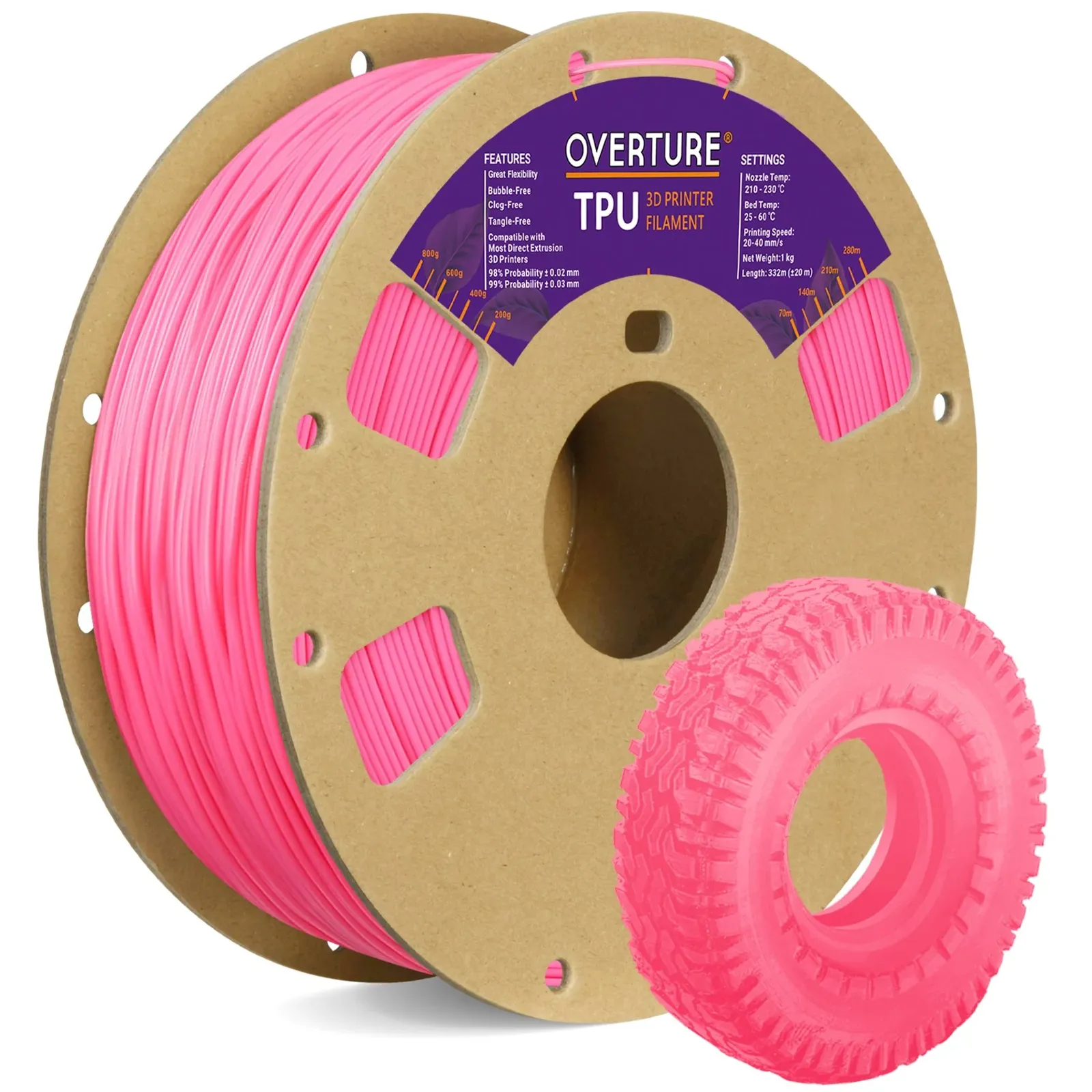 Overture TPU 95A Bright Pink - Photo by Overture