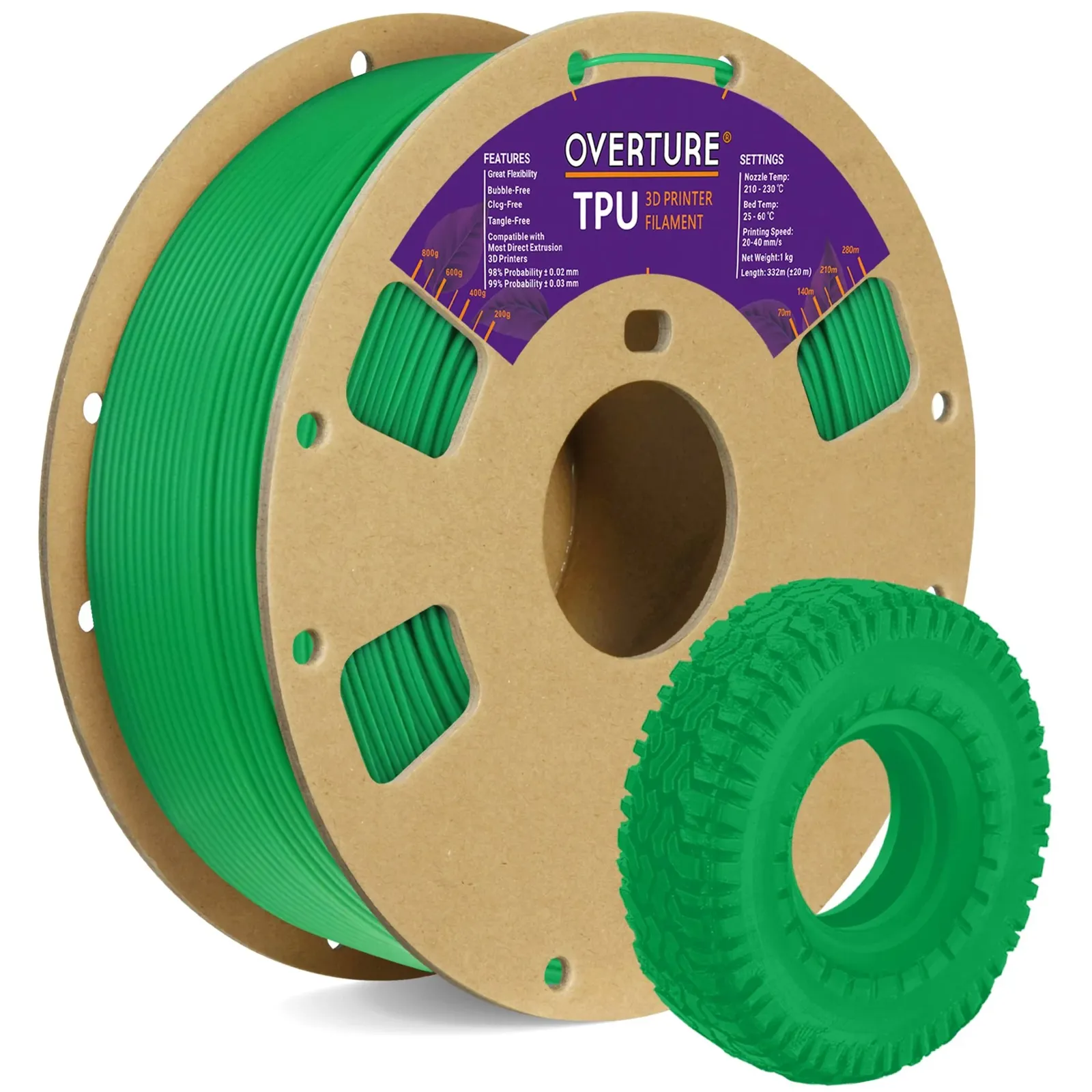 Overture TPU 95A Green - Photo by Overture