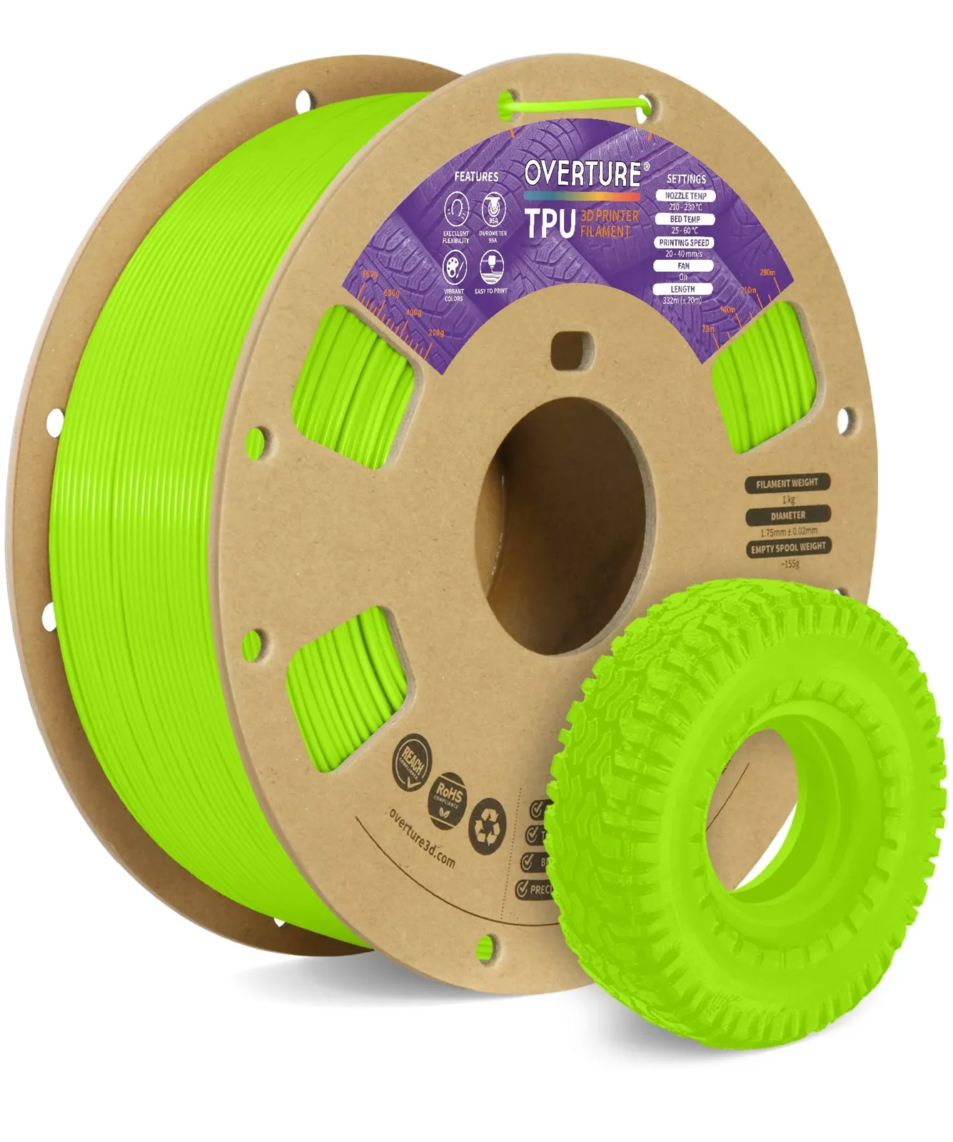Overture TPU 95A Light Green - Photo by Overture