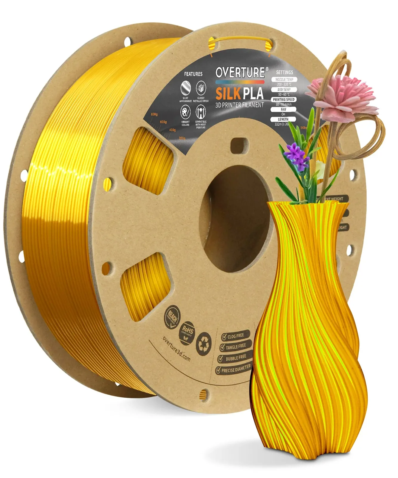 Overture PLA Silk Gold - Photo by Overture