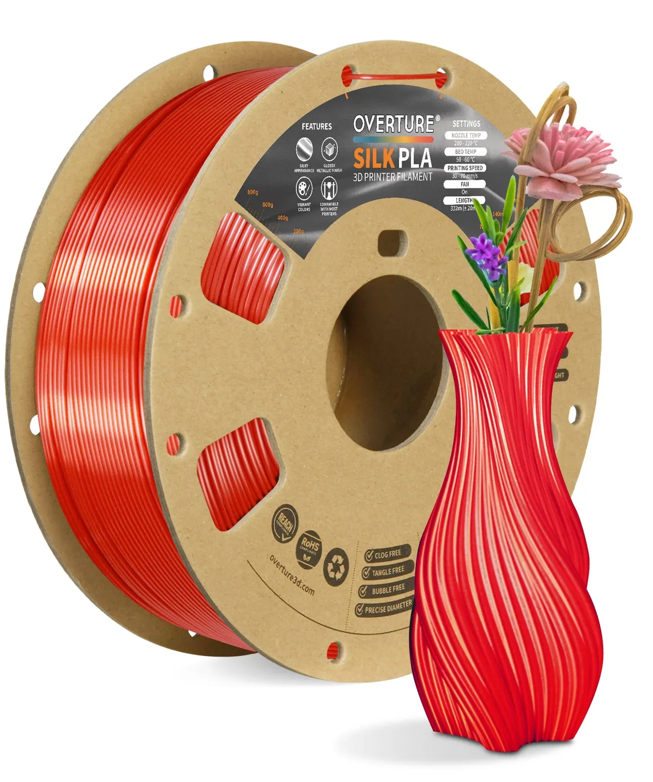 Overture PLA Silk Fresh Red - Photo by Overture