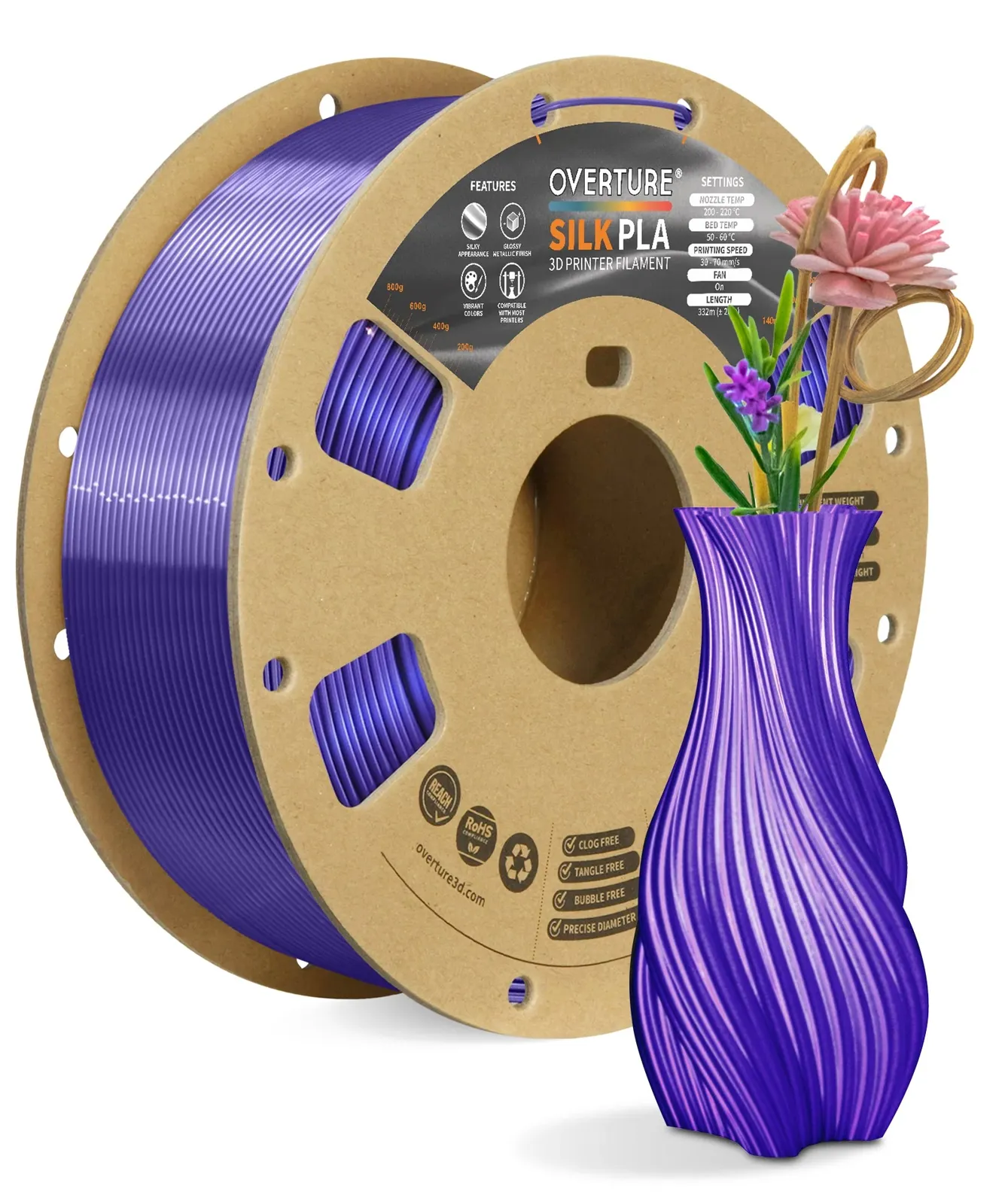 Overture PLA Silk Purple - Photo by Overture