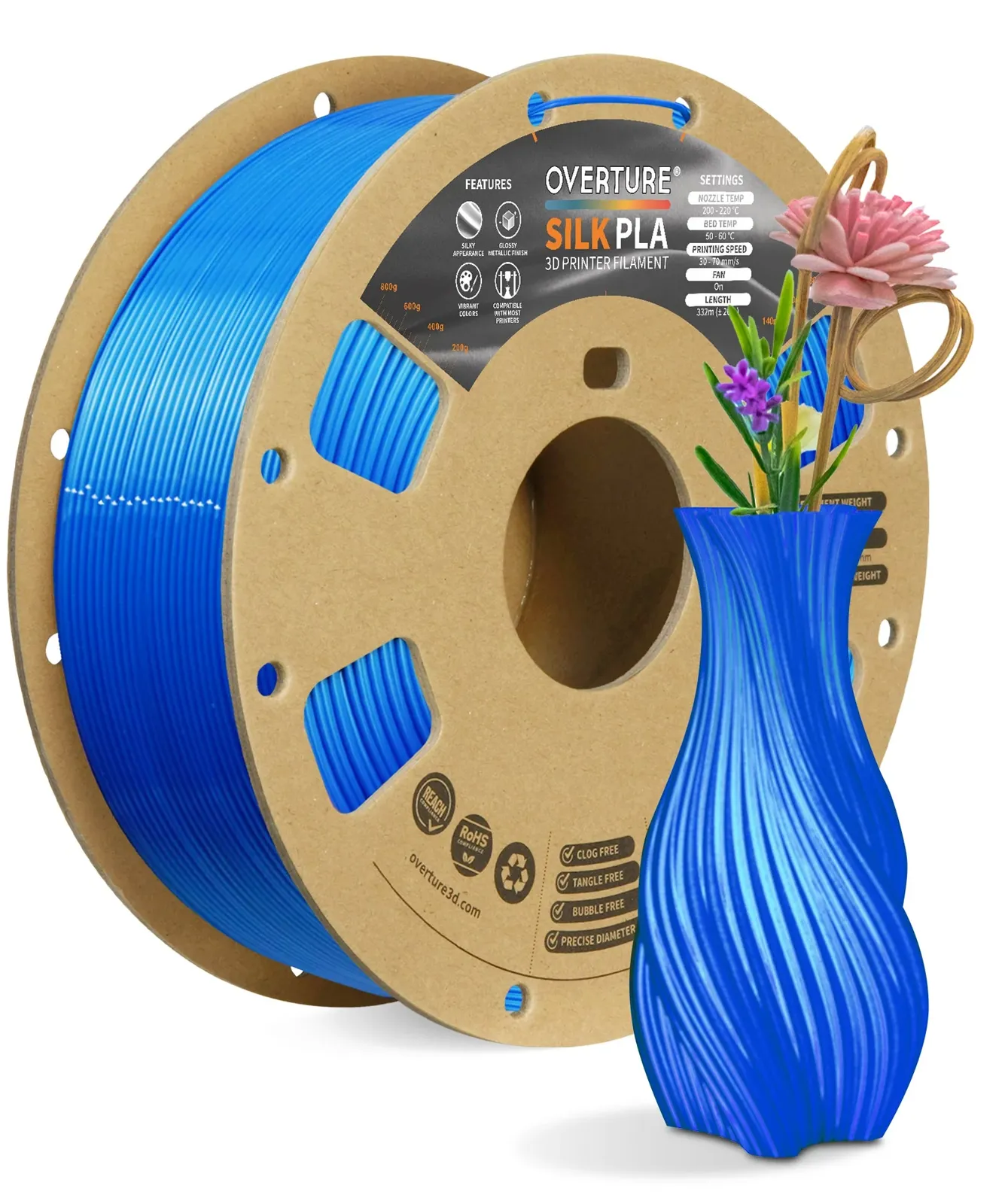 Overture PLA Silk Blue - Photo by Overture