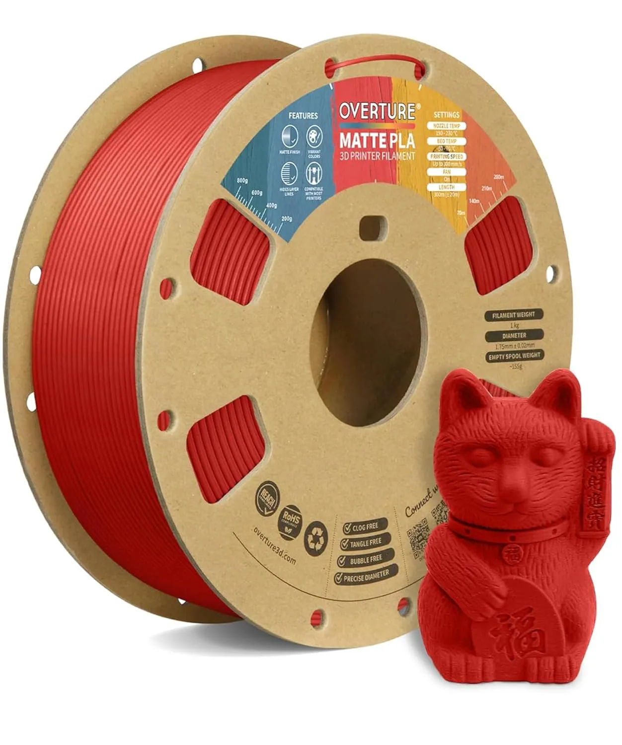 Overture PLA Matte Brick Red - Photo by Overture