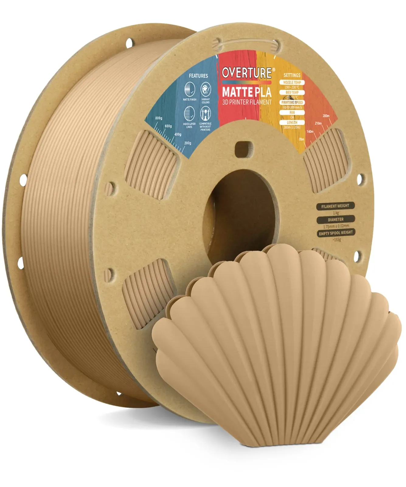 Overture PLA Matte Light Brown - Photo by Overture