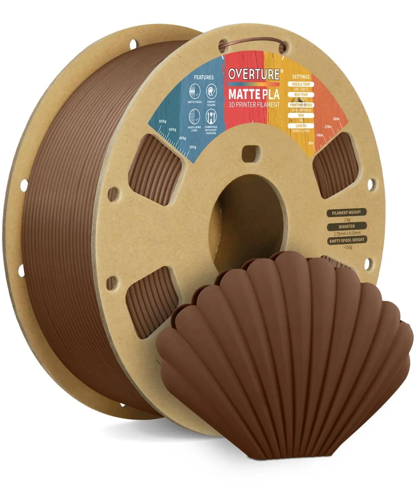 Overture PLA Matte Chocolate - Photo by Overture