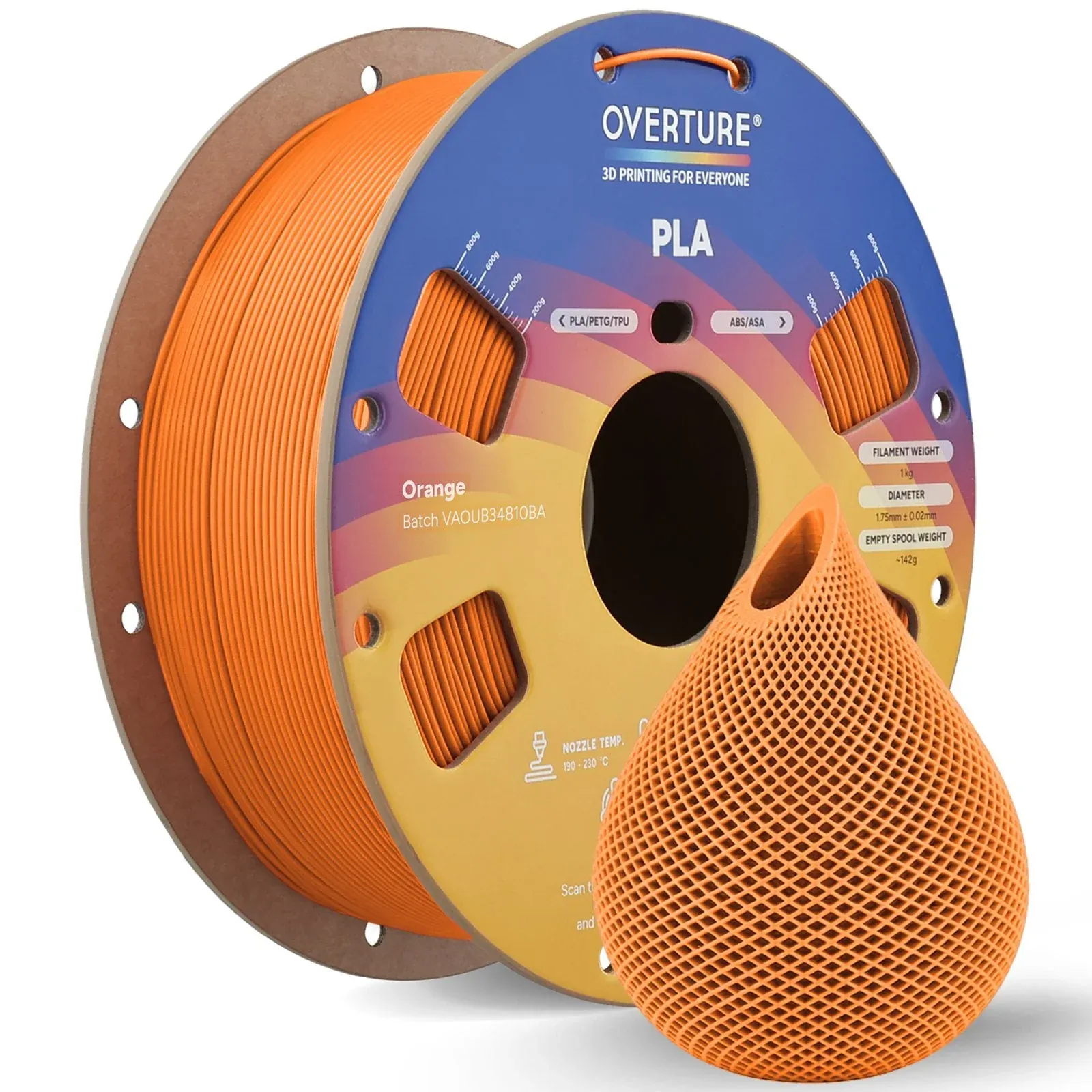 Overture PLA Standard Orange - Photo by Overture