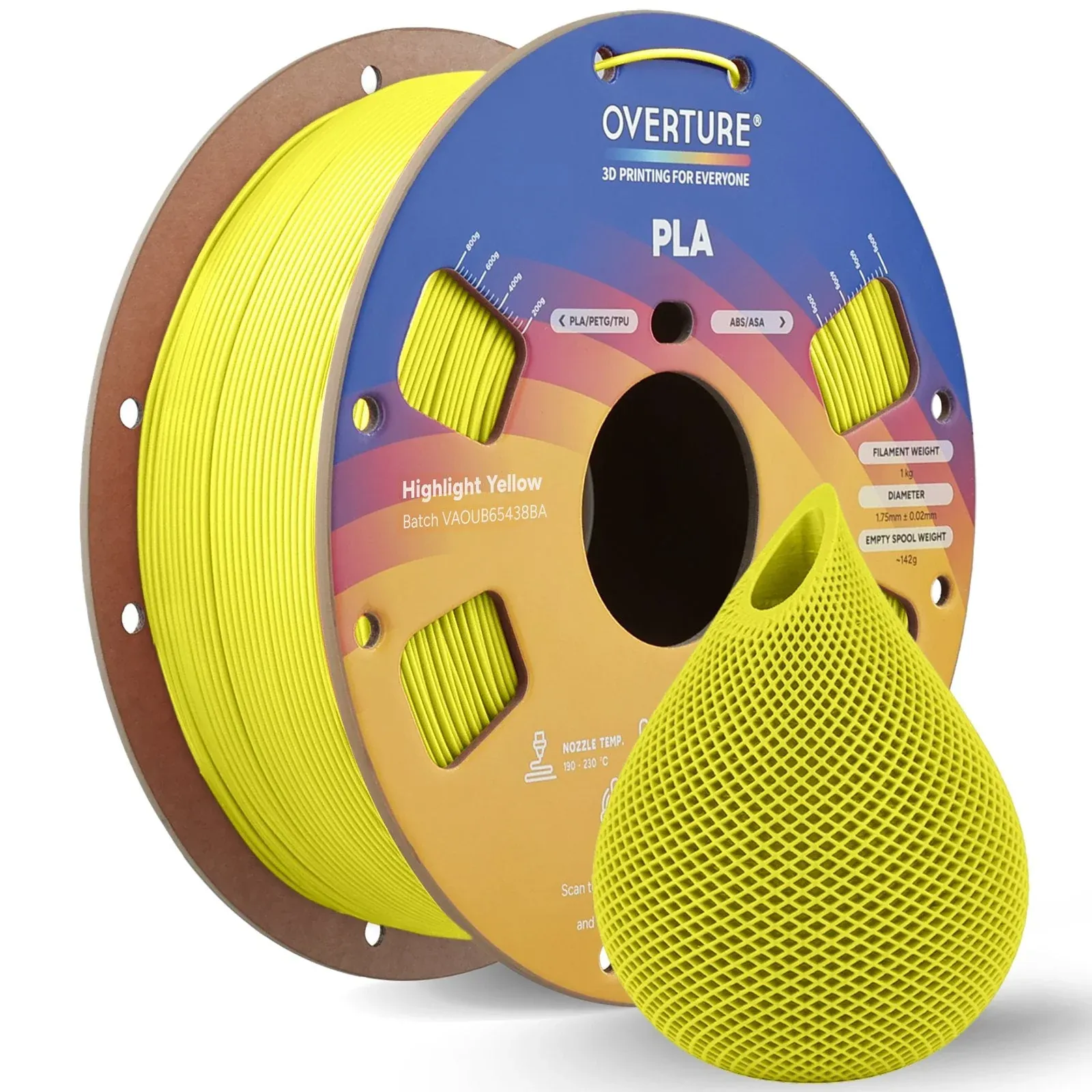 Overture PLA Highlight Yellow - Photo by Overture