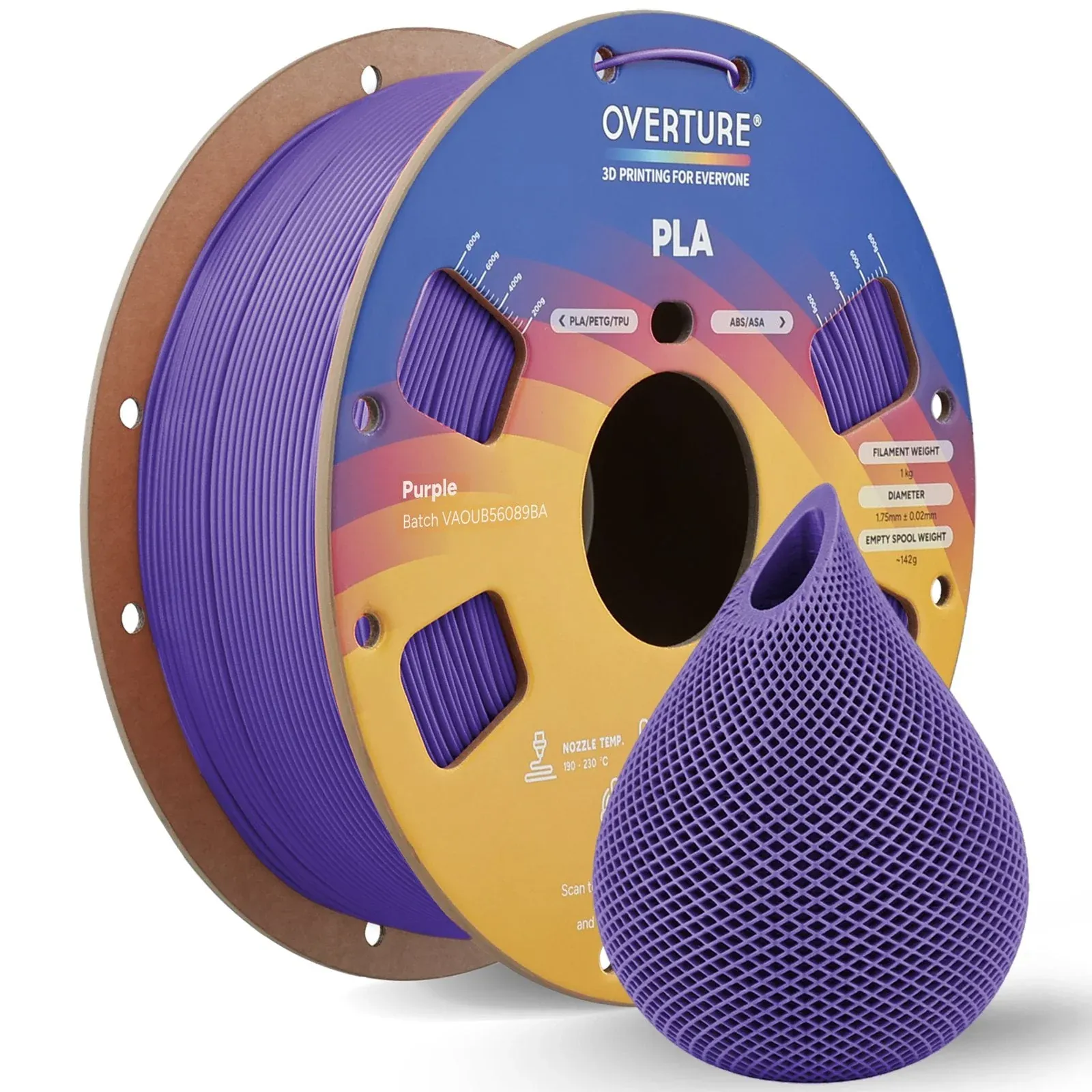 Overture PLA Standard Purple - Photo by Overture
