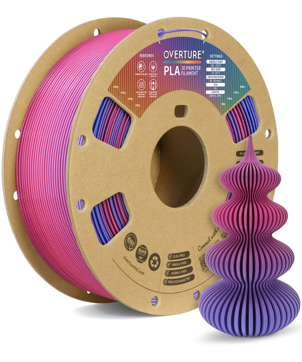 Overture PLA Standard Aurora Berry - Photo by Overture