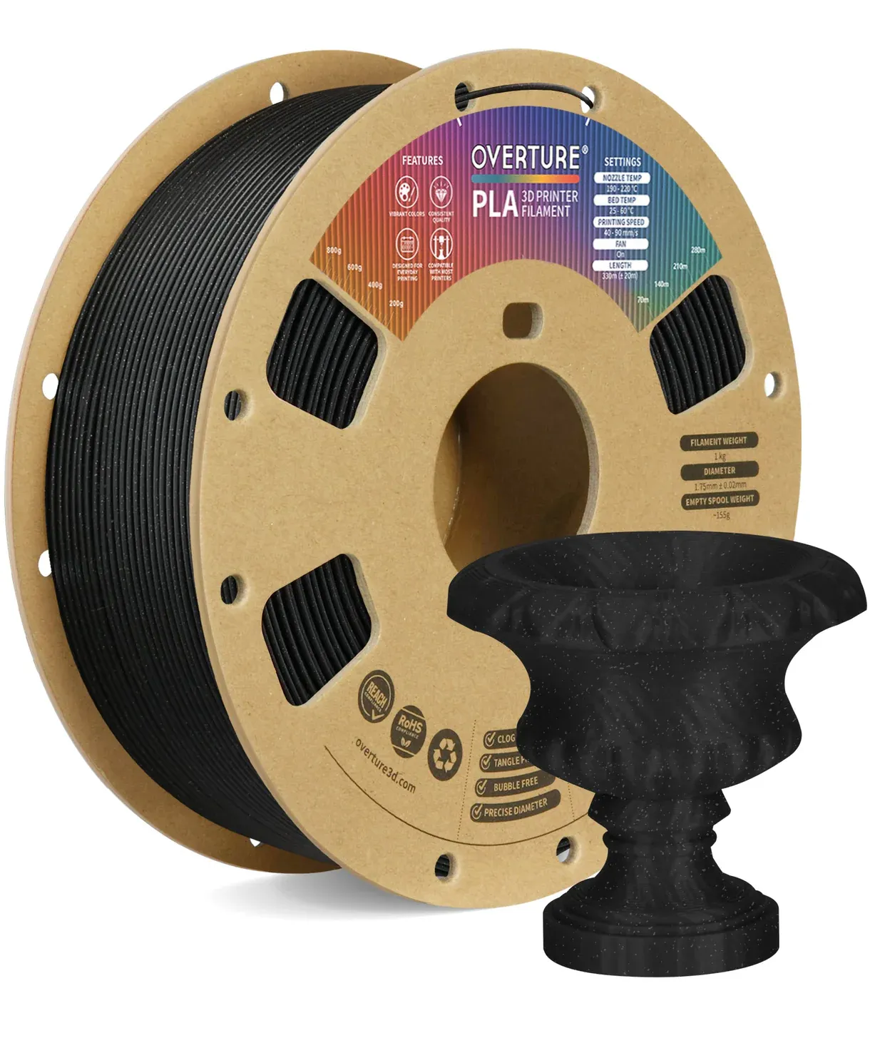 Overture PLA Standard Sparkle Black - Photo by Overture