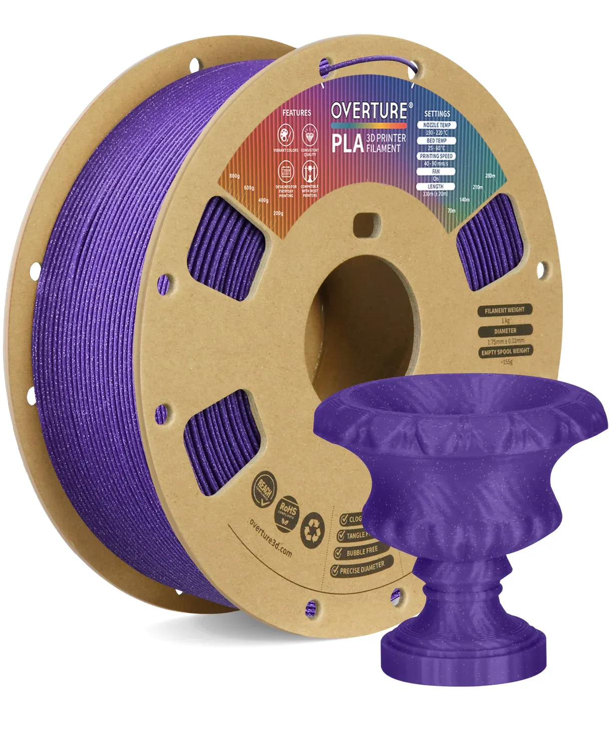 Overture PLA Sparkle Purple - Photo by Overture