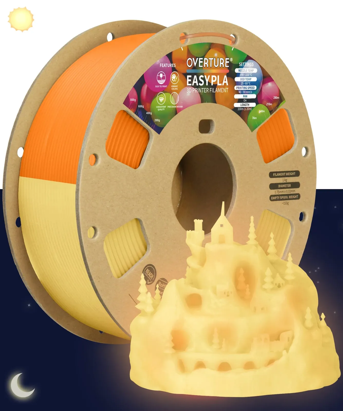 Overture PLA Easy Glow Orange - Photo by Overture