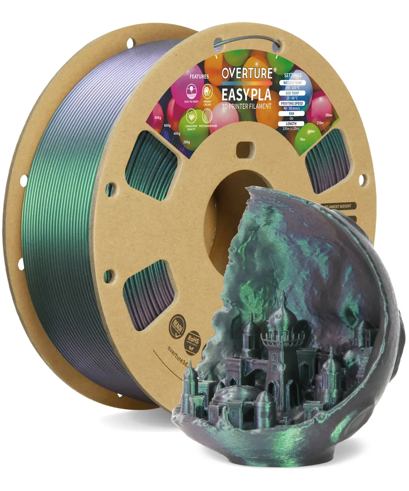 Overture PLA Easy Shimmer Dark Green - Photo by Overture
